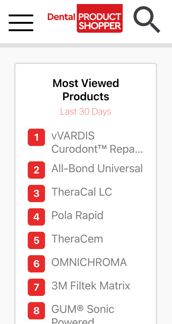 Dental Product Shopper mobile view