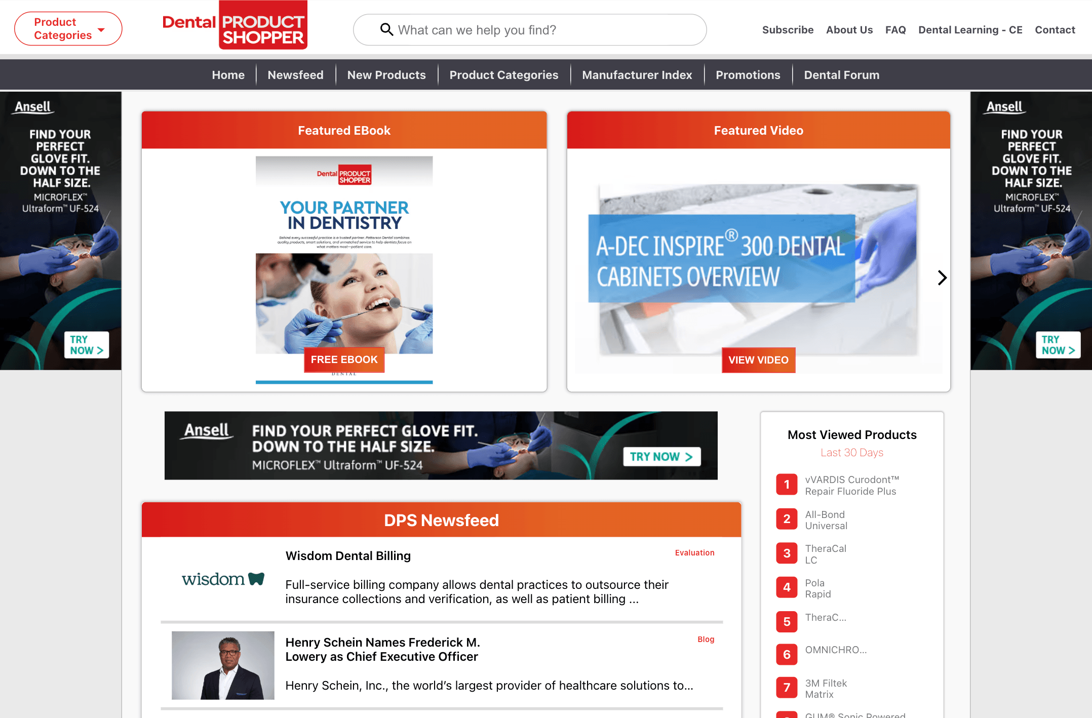 Dental Product Shopper desktop view